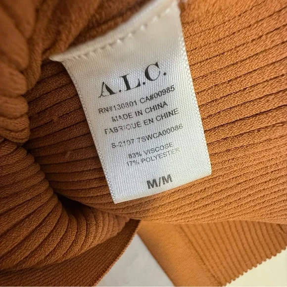 A.L.C. Eleanor Ribbed Knit Button Front Dress Rust Brown Size M - Picture 11 of 13